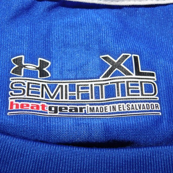 Under Armour Semi-Fitted Heat Gear RUN Blue Graphic T Shirt Mens XL - Picture 3 of 9